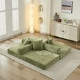 thumbnail image 4 of Folding Mattress Sofa Bed, 79'' Foldable Sleeper Lounge Modular Couch, Sleeper Sofa Couch with Armrest and Pillows, Chenille Floor Sofa Lounge Couch for Living Room Bedroom,Green, 4 of 15