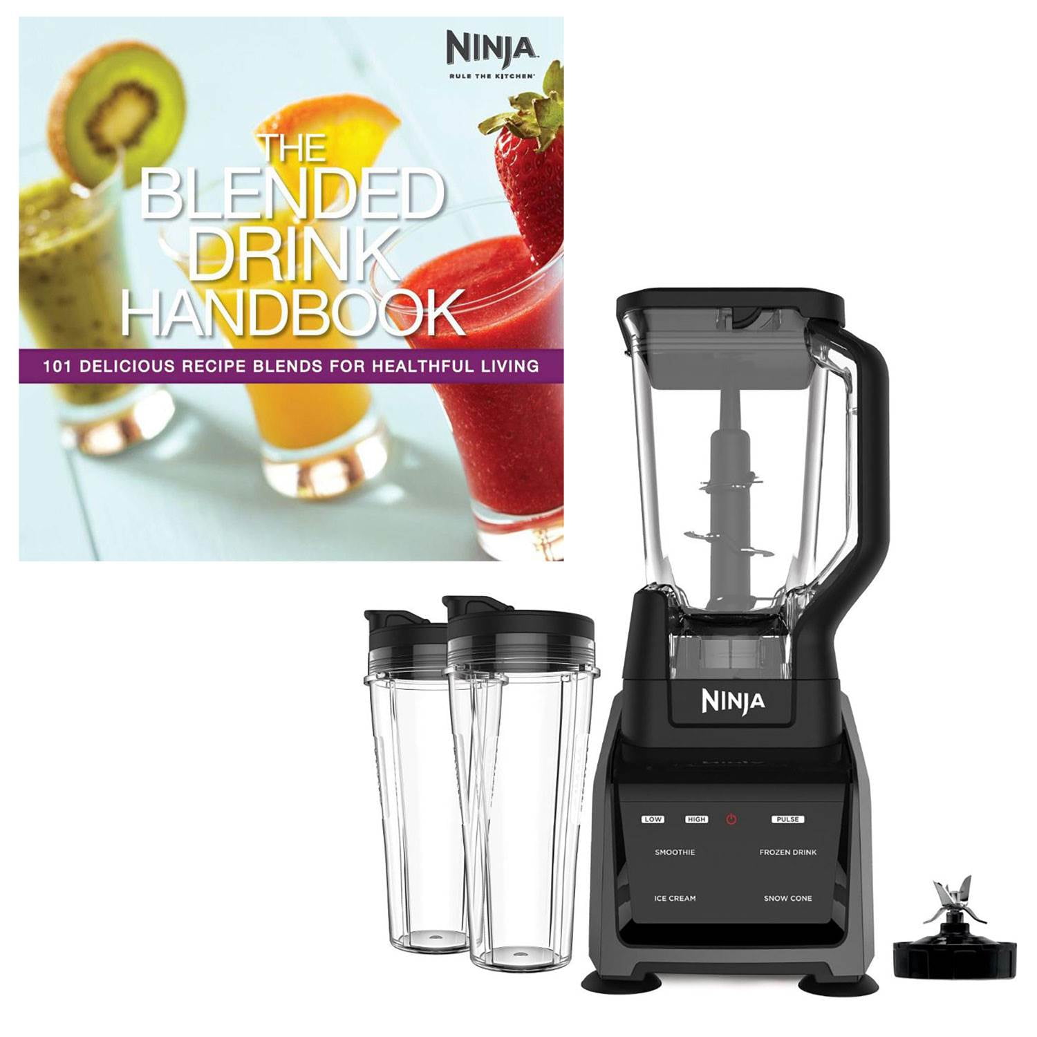 Ninja Intelli Sense Blender Duo + Ninja Blended Drink Handbook with 101