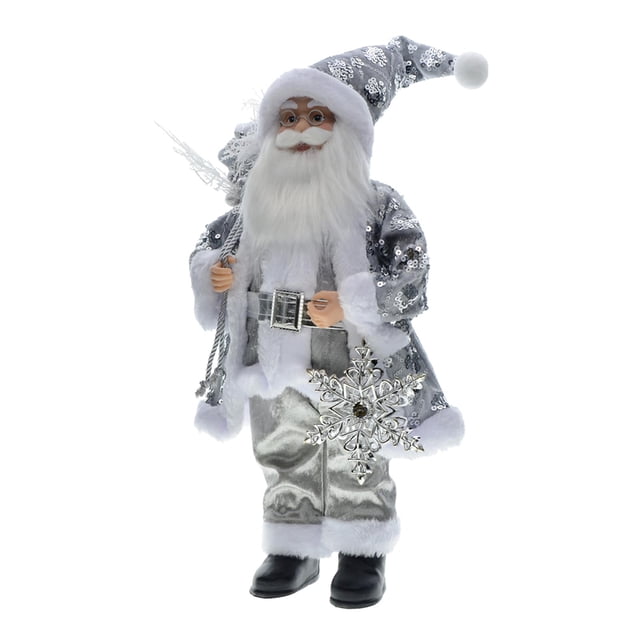 Muñeco de Papá Noel navideño con lentejuelas, vívido, lindo, exquisito, suave y cómodo. Gris