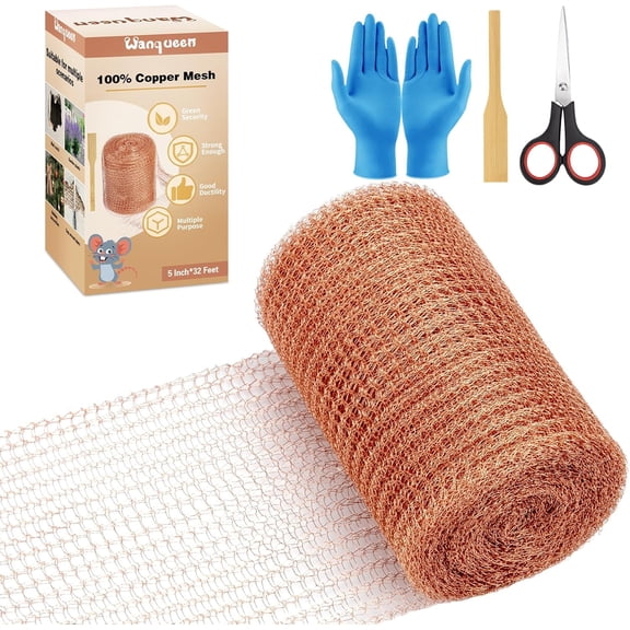 Copper Mesh Roll for Mice Rat Rodent Repellent, Sturdy 5" * 32Ft Copper Wool Mouse Trap for Bat Snail Bird Control with Packing Tool