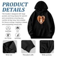 thumbnail image 4 of Men's Long Sleeve Hoodie Pullover - Black with Heart Skeleton Design Halloween Pumpkins Bats & Spiders Front Pocket, 4 of 7