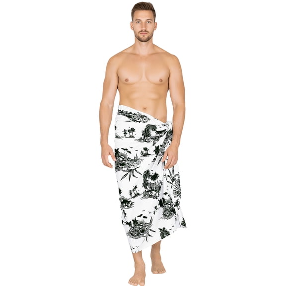 HAPPY BAY Men's Swim Trunk Swimsuits Sarong Pareo Beach Wrap One Size White_AA87 Summer Vacation Aloha