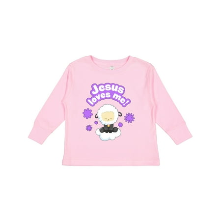 

Inktastic Jesus Loves Me Cute Lamb and Flowers Gift Toddler Boy or Toddler Girl Long Sleeve T-Shirt