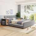 thumbnail image 1 of Upholstered grounded bed, mother and baby bed with bedside table and small round stool, velvet,,Gray, 1 of 20
