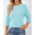 thumbnail image 4 of QUALFORT Women’s 100% Cotton Crew Neck Long Sleeve Pullover Sweater – Soft Lightweight Knit Top, 4 of 6