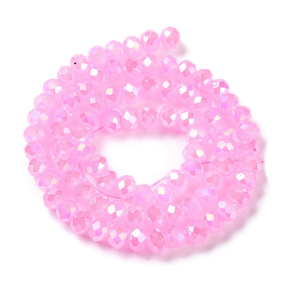 20Strand Baking Electroplate Glass Beads Strands AB Color Faceted Round Pearl Pink 6x5mm Hole: 1mm about 83~84pcs/strand 16.14''(41~41.5cm)