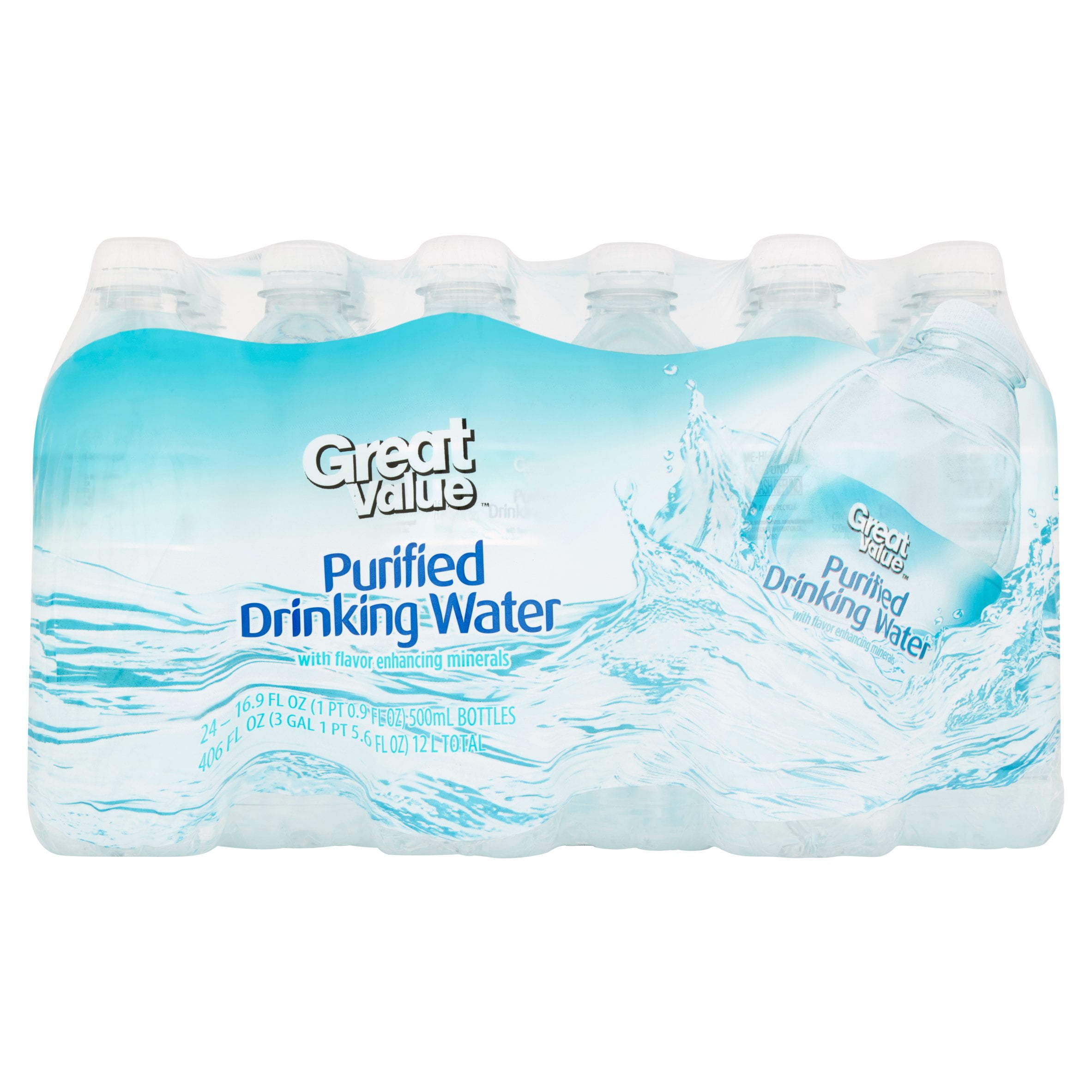 Great Value Purified Drinking Water, 16.9 Fl Oz, 24 Count