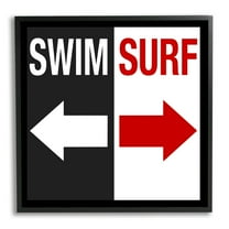 Stupell Industries Swim Surf Arrows Sign Ocean Coastal Words Graphic Art Black Framed Art Print Wall Art, Design by Graffitee Studios