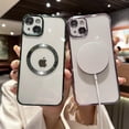 thumbnail image 3 of Compatible with iPhone 15 Plus Magnetic Clear Case,Luxury Plating Bling Transparent Shockproof MagSafe Case with Full Camera Lens Protector for iPhone 15 Plus Women Girl Men-Elegant Pink, 3 of 14