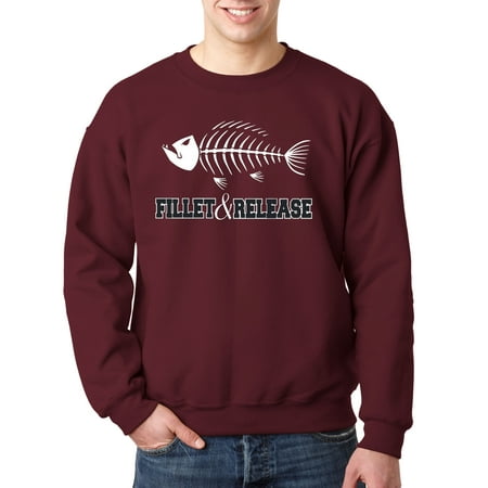 036 - Crewneck Fillet & Release Fishing Fish Bones Skeleton Sweatshirt