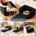 thumbnail image 3 of Kids Couch, 2 In 1 Foldable Toddler Couch ,Convertible Baby Sofa Chair for Boys and Girls, Black, 3 of 7