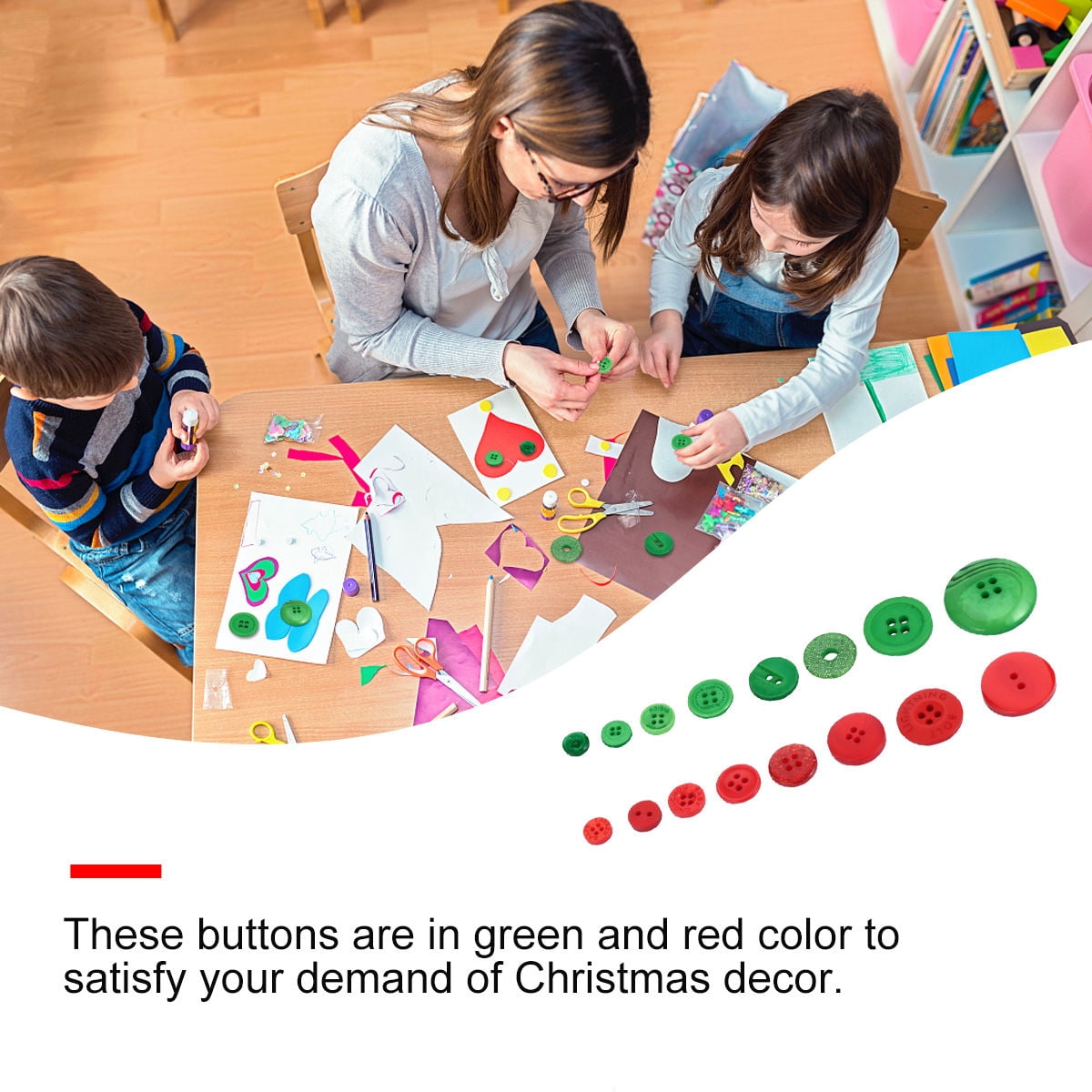 WRITWAA 1320-Piece Resin Button Set in Christmas Red and Green for Crafts, Knitting, Crochet, Projects and Holiday Decorations