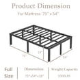 thumbnail image 2 of FSCHOS 18 inch Full Size Metal Bed Frame, Heavy Duty Metal Platform with Ample Storage Space, Sturdy Construction, No Box Spring Needed, 2 of 6