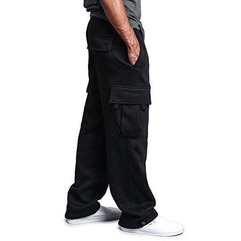HESHENG Mens Jogger Gym Heavy Weight Fleece Cargo Pocket Sweat