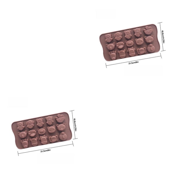 Bearachild Molde de silicona con diseño de animales de dibujos animados, molde de silicona para chocolate, herramienta para hornear Fondant de pastelería 2piezas Bearachild CBP116670