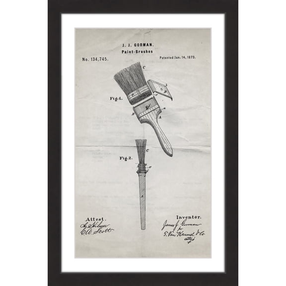"Paint Brush 1873 Old Paper" Framed Painting Print