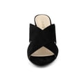 thumbnail image 2 of BLISSFUL STEP Women's Sandals Block Heels Crisscross Strap Mules Slide Sandals Black 7.5, 2 of 8