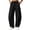 Black, variant on Women's Solid Color Front Square Patch Pocket Wide Leg Sweatpants Drawstring Elastic Waist Loose Barrel Silhouette for Campus Daily Wear Army Green XXL