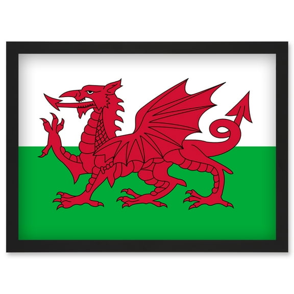 Wales National Flag Patriotic Vexillology World Flags Country Region Poster Artwork Framed Wall Art Print A4