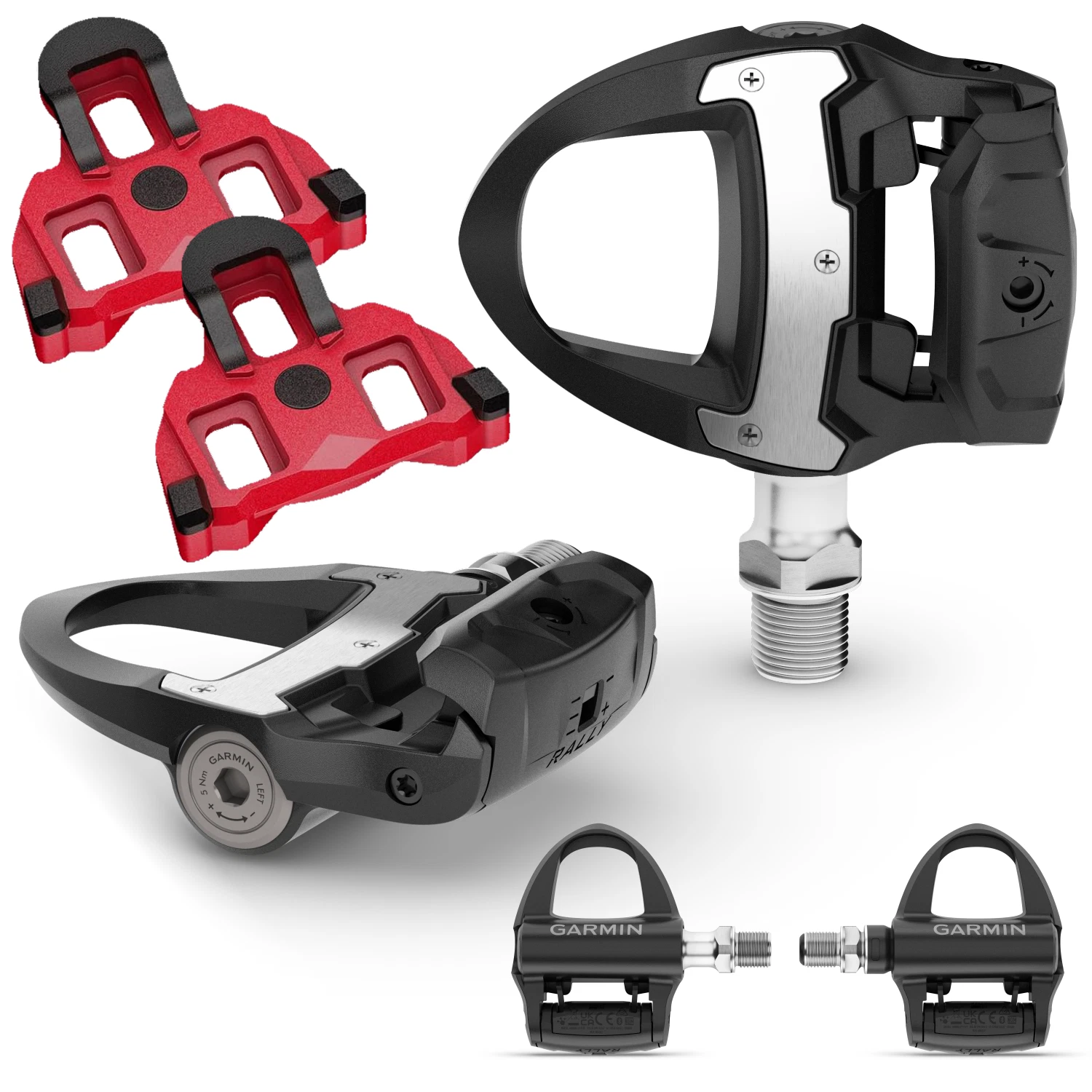 Garmin Rally RS110 Single-Sensing Road Power Meter Pedals – SPD-SL, Upgradeable, Rechargeable 90h w/ Wearable4U Power Bank Bundle