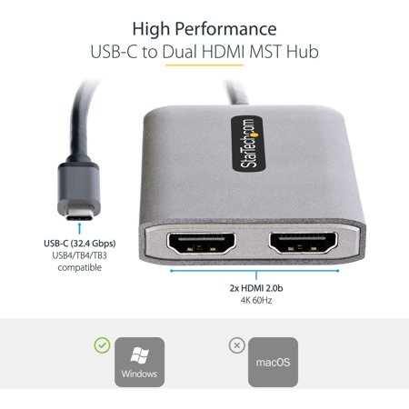 StarTech.com USB-C-2x HDMI 変換アダプター/分配器 MST14CD122HD