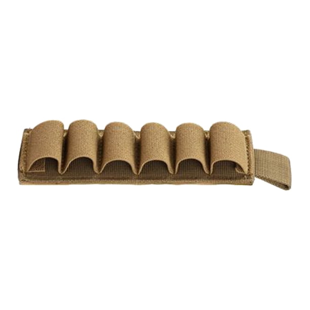 Bolsa De Balas Bolsa de tira adhesiva para munición con soporte para balas de culata de 6 orificios para exteriores (caqui)