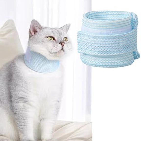 Cat Neck Brace Cover - Breathable & Adjustable Elizabethan Collar for Post-Surgery Recovery Anti-Scratch Anti-Lick M