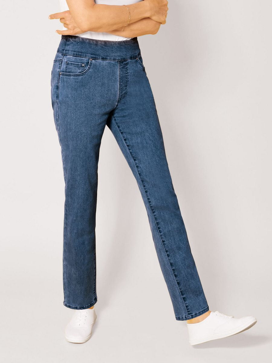 Blair Women's Denimease Flat Waist Pull-On Jeans