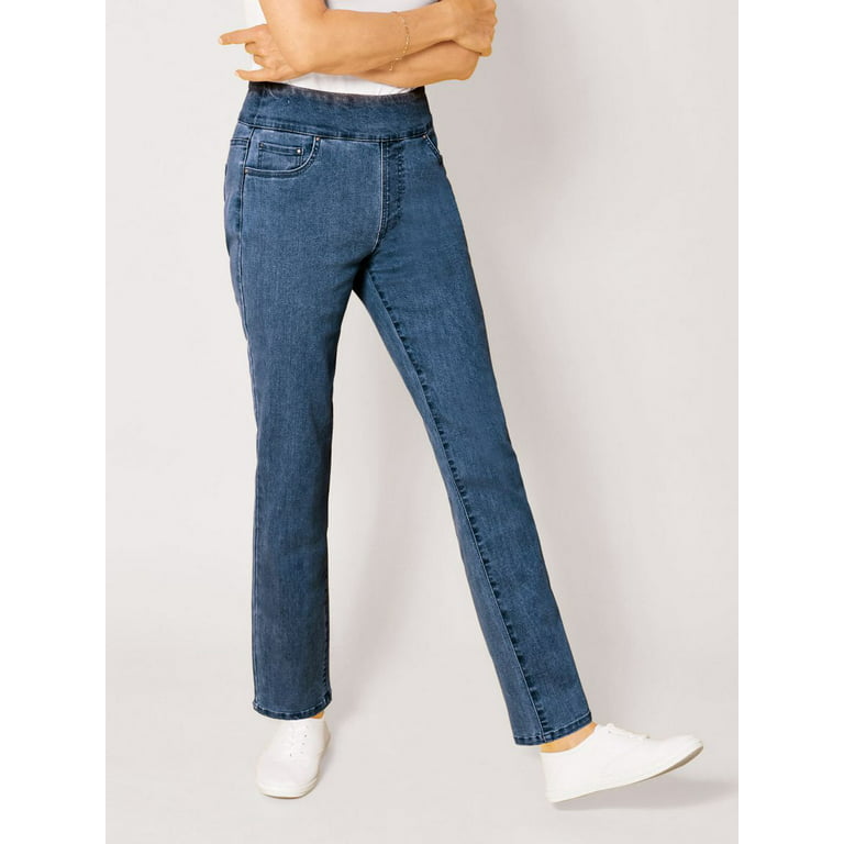 Blair Women's Denimease Flat Waist Pull-On Jeans 