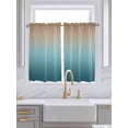 thumbnail image 2 of Tier Curtains 45 Inches Long, Navy Blue Brown Ombre Window Treatment Curtain Drapes, Teal Gradient Color Modern Abstract Art Small Curtain Drapes for Bathroom Laundry Room, 27.5"x45", 2 Panels, 2 of 7