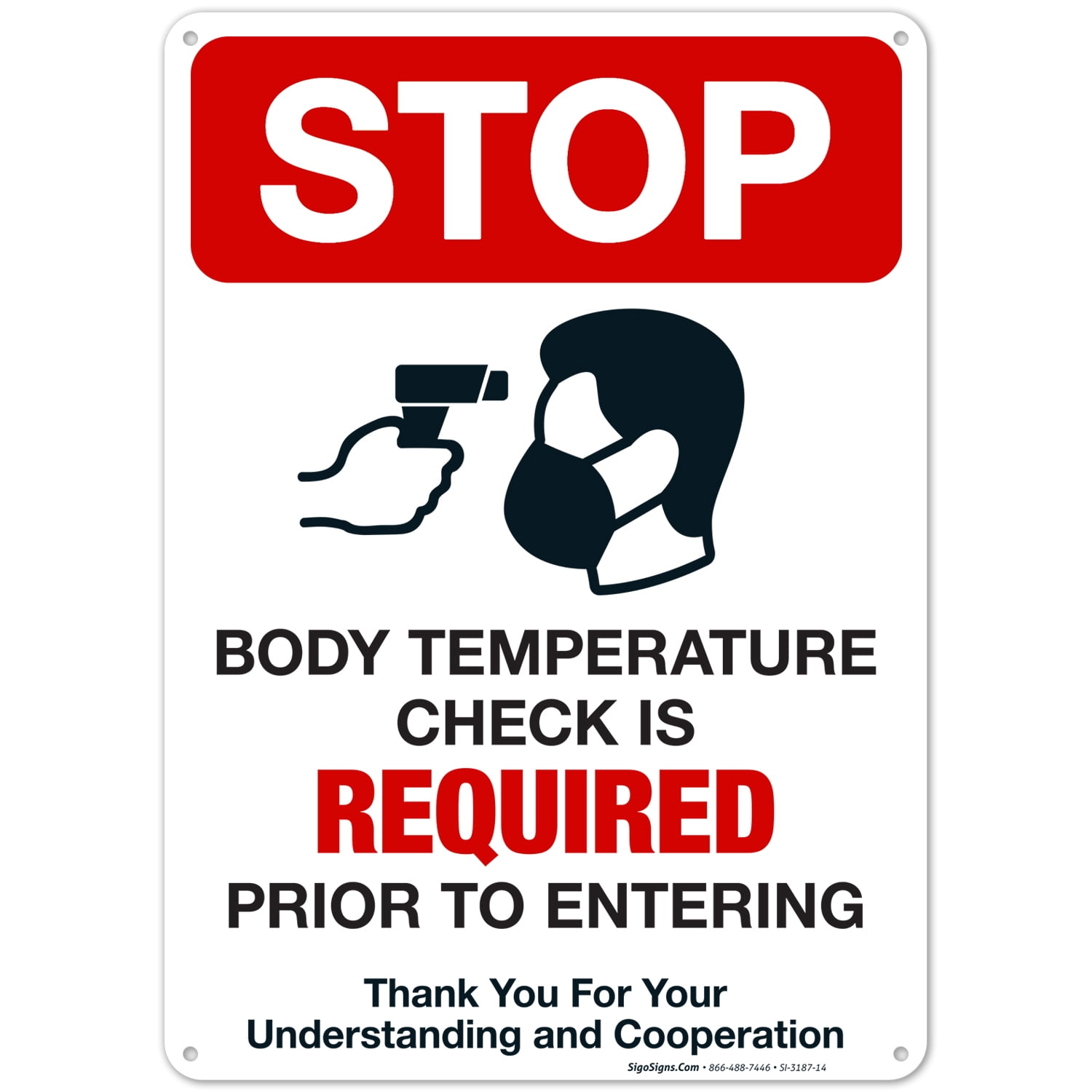 Stop Body Temperature Check Required Prior To Entering Sign, - Walmart.com