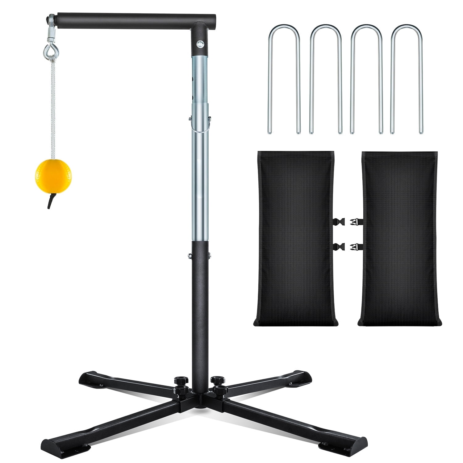 FITPLAY Baseball Softball Batting Tee with Tethered Ball, Auto-Reset Swing Trainer, Height Adjustable (20-45 inches) for Improved Power and Accuracy
