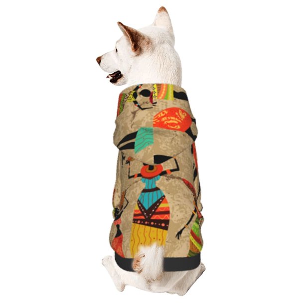 Fotbe Dancing African Women Sudadera con Estampado para Perros Pequeños – Suéter con Capucha para Mascotas, Tela Suave de Forro Polar con Bolsillo-XX-Large