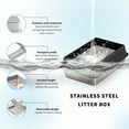 thumbnail image 3 of New Stainless Steel Cat Litter Box – Semi-Enclosed Design With High Sides For Splash Prevention, Easy To Clean & Odor Resistant, 3 of 5