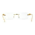 thumbnail image 4 of Mens Rimless Leopard Jewel Pin Arm Rectangle Eyeglasses Gold, 4 of 4