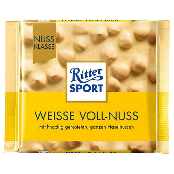Ritter Sport White Chocolate with Whole Hazelnuts, 3.5 Ounce (Pack of 10)