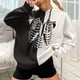 thumbnail image 2 of Jersey de otoño e invierno para mujer, con capucha, estilo punk oscuro, estampado, costura, manga larga, fino, suelto, informal, con cuello encapuchado, suéter, abrigo Pompotops FGAJ16724, 2 of 5