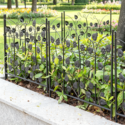 5 Panels Garden Decorative Fence Metal Black Patio Animal Barrier Border Fences, 27.2x26.3inch