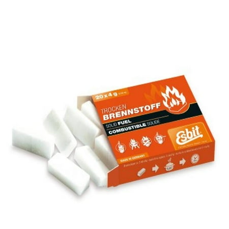 Esbit Solid Fuel Tablets Esbit 1300-Degree Smokeless Solid Fuel Tablets for Backpacking, Camping, Emergency Prep, and Hobby, 4-gram, 20-pieces ()