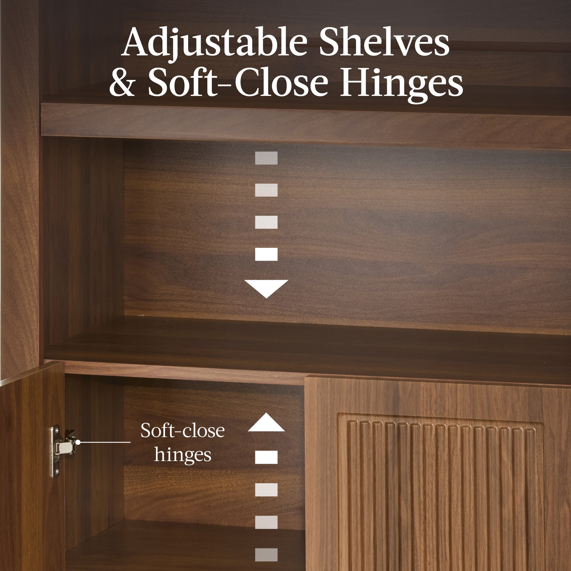 Best Choice Products 72" Tall Arched Pantry Cabinet w/ Doors, 5-Tier Storage Cabinet w/Adjustable Shelves - Walnut