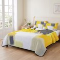 thumbnail image 2 of Full Quilt Set 78''x90'', Yellow Grey Lightweight Summer Bedspread Coverlet Set with 2 Pillow Shams, Modern Abstract Oil Painted Geometric Breathable All Season Quilt Bedding for Bedroom/Guest Room, 2 of 9