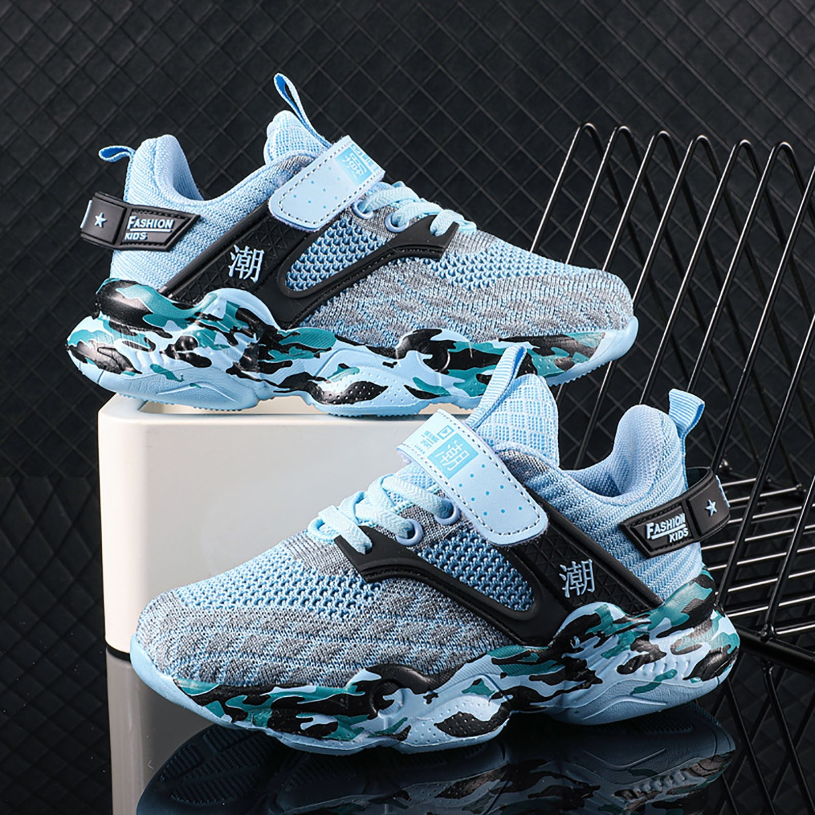 Zofedap Toddler Tennis Shoes Girl Boys Sneakers Kids Lightweight Breathable Tennis Walking Shoes Sky Blue for Size Big Kids 3.5