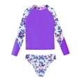 thumbnail image 3 of YONGHS Kids Girls Bathing Suit Long Sleeve Rash Guard Shirts with Briefs Sun Protection Beach Swimwear Purple 6, 3 of 7