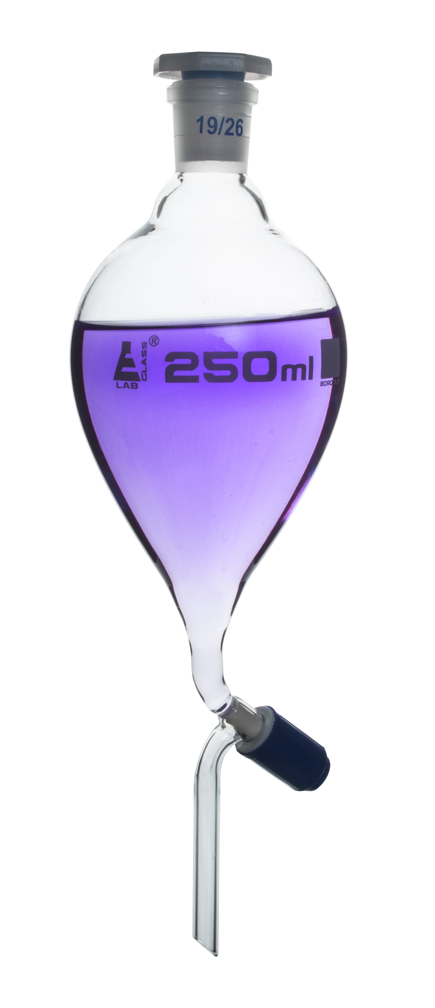 250ml Separating Funnel Borosilicate Glass, Pear Shaped, With Stopper