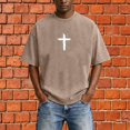 thumbnail image 5 of Christian Graphic Shirts for Men Vintage Acid Wash Oversized Tshirts Faith Cross Print Short Sleeve Casual Streetwear Summer Tops, 5 of 7