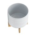 thumbnail image 4 of Sagebrook Home 15350-05 8" TRIBAL PLANTER W/ WOOD STAND, WHITE, 4 of 4