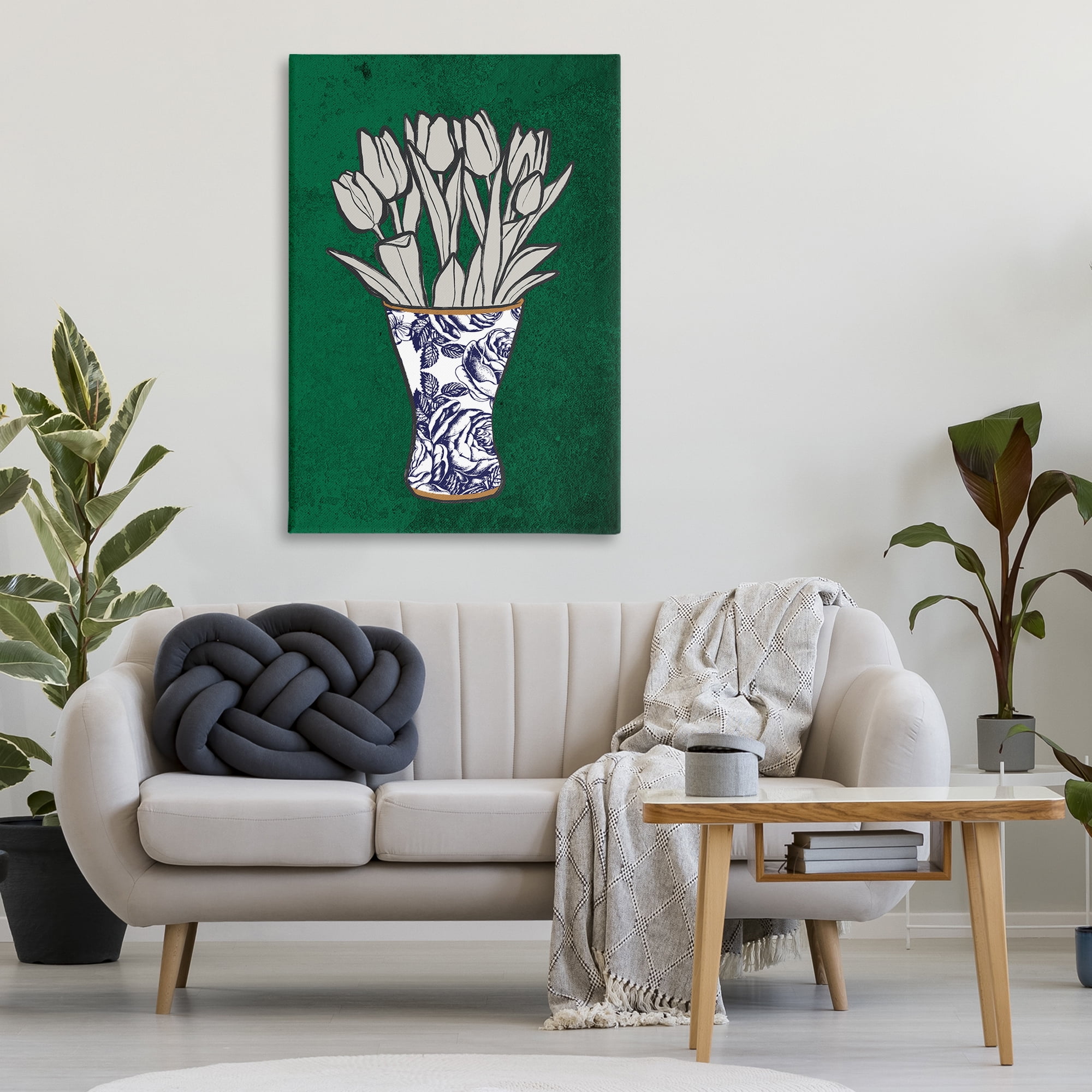 Stupell Industries Tulip Bouquet Vase Botanical & Floral Painting Gallery Wrapped Canvas Art Print Wall Art, 30 x 45