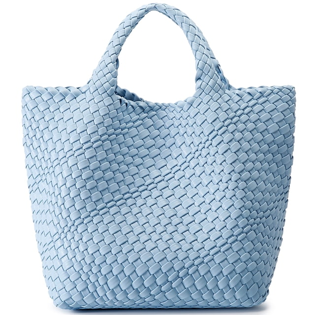 Bolso tejido para mujer, bolso de mano de cuero vegano, bolso grande de viaje de playa de verano y bolso de hombro retro hecho a mano
