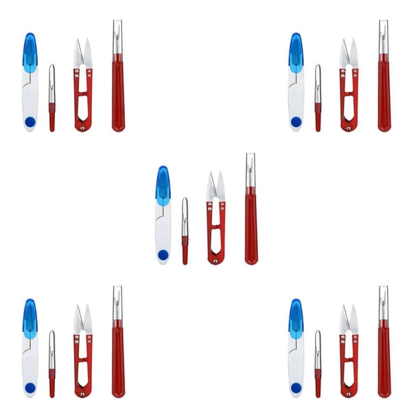 Ounissouiy Pack of 4 Metal Seam Unpicker with Scissors Stitch Crafting Cap Handle Plastic Accessories Supplies Rippers Sewing Covers Type1