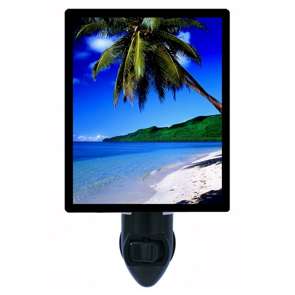 Night Light - Beach. | Tropical Theme, Includes Free Switchable Insert, 4W Bulb, E12 Base
